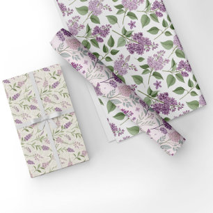 Lila Tuin Bloemen Inpakpapier Vel
