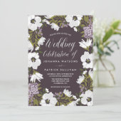 Lila uitnodiging tot weduwschap met Anemone Blooms (Staand voorkant)