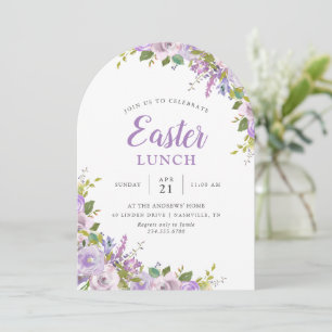 Lila uitnodiging van Floral Easter Lunch