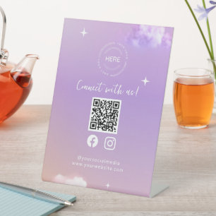 Lila verbinding met de Amerikaanse Social Media QR Reclamebord Met Voetstuk
