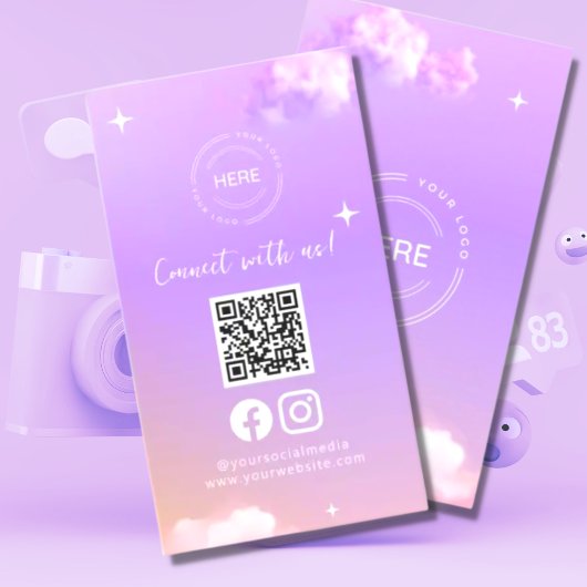 Lila verbinding met de Amerikaanse Social Media QR Visitekaartje