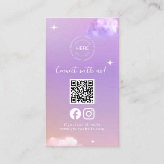 Lila verbinding met de Amerikaanse Social Media QR Visitekaartje (Voorkant)