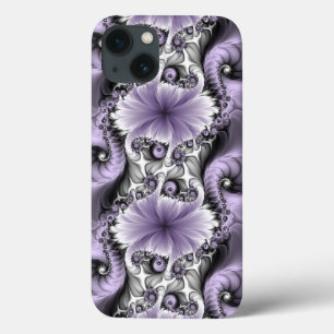 Lila Verlichtingsvlakte Abstract Floral Fractal Ar iPhone 13 Hoesje