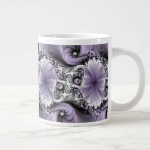 Lila Verlichtingsvlakte Abstract Floral Fractal Ar Extra Grote Beker