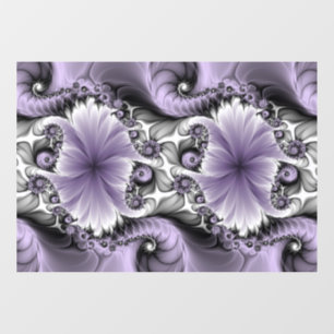 Lila Verlichtingsvlakte Abstract Floral Fractal Ar Raamsticker