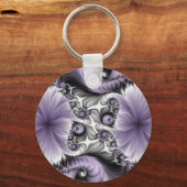 Lila Verlichtingsvlakte Abstract Floral Fractal Ar Sleutelhanger (Voorkant)