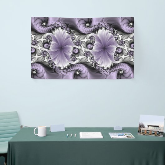 Lila Verlichtingsvlakte Abstract Floral Fractal Ar Spandoek (Beurs)