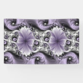 Lila Verlichtingsvlakte Abstract Floral Fractal Ar Spandoek (Horizontaal)