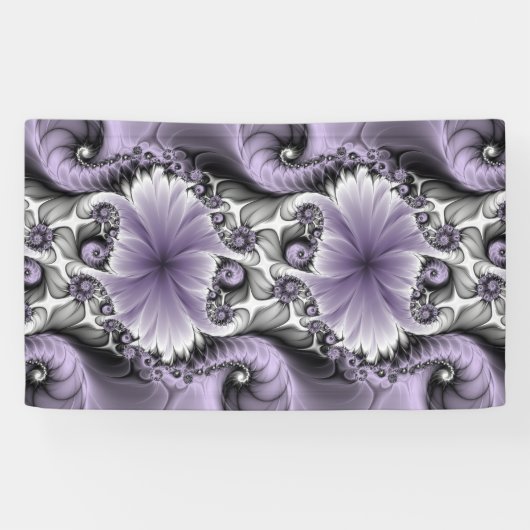 Lila Verlichtingsvlakte Abstract Floral Fractal Ar Spandoek (Horizontaal)
