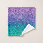 Lila Violet & Sarcelle Vert Aqua Pailleté scintill (Gant de toilette)