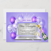 Lila Virtual Vrijgezellenfeest Celebration-laptop Kaart (Voorkant)