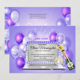 Lila Virtual Vrijgezellenfeest Celebration-laptop Kaart