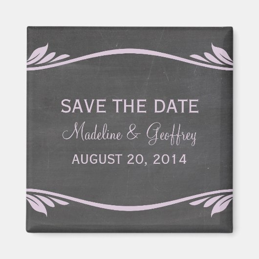 Lila Vlaams Chalkboard Save the Date Magnet Magneet (Voorkant)