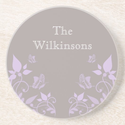 Lila vlinderbloemig Onderzetter (Voorkant)