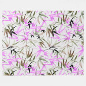 Lila waterverf bladeren fleece deken (Voorkant (Horizontaal))