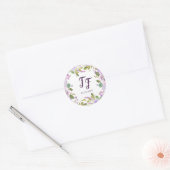 Lila Waterverf Bloemen Trouwstickers Ronde Sticker (Envelop)