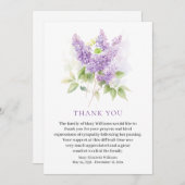 Lila Waterverf Bloemenbegrafenis Dank u Bedankkaart (Voorkant / Achterkant)