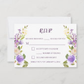 Lila Waterverf Bloemenbruiloft RSVP Kaart (Voorkant)