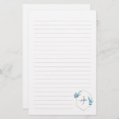 Lila Waterverf Eucalyptus-omhulde monogram Briefpapier (Voorkant / Achterkant)