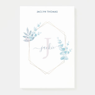 Lila Waterverf Eucalyptus-omhulde monogram Post-it® Notes