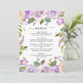 Lila Waterverf Floral Elegant Wedding Menu (Staand voorkant)