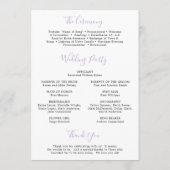 Lila Waterverf Floral Elegant Wedding Programma (Achterkant)