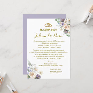 Lila Waterverf Floral Wedding Uitnodiging