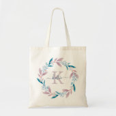 Lila Waterverf Floral Wreath Monogrammed Tote Bag (Voorkant)