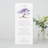 Lila Waterverf Jacaranda Tree Wedding Menu kaart (Staand voorkant)