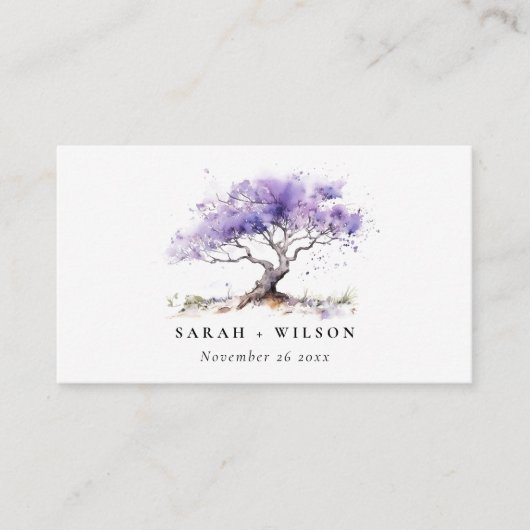 Lila Waterverf Jacaranda Tree Wedding Website Informatiekaartje (Voorkant)