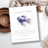 Lila Waterverf kustvis bruiloft details Informatiekaartje