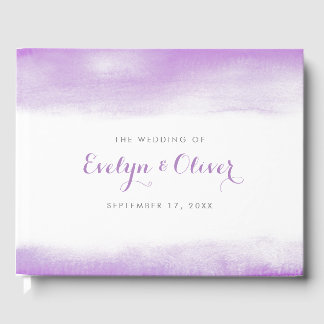 Lila Waterverf Wash Wedding Gastenboek