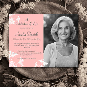 Lila White Flower Photo Celebration of Life Card Kaart