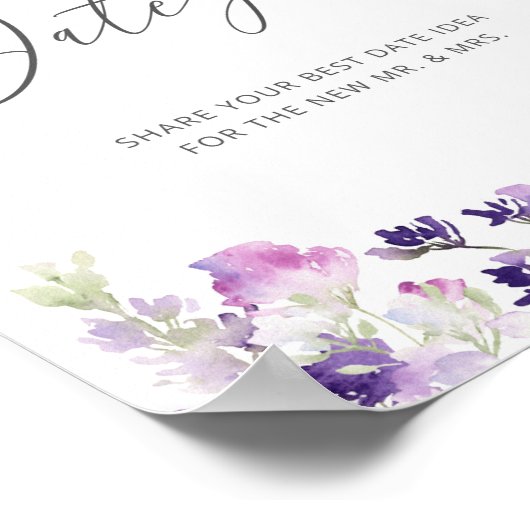 Lila wildbloem gaat uit naar nachtideeën. Datum ja Poster (Hoek)