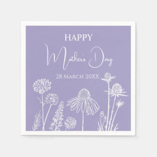 Lila Wildbloemen Schetst Happy Mother's Day Servet