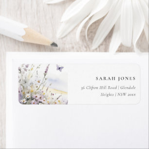 Lila Wildflower Butterfly Field Landscape Adres Etiket