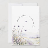 Lila Wildflower Field Vlinder Landscape Bruiloft Kaart (Achterkant)