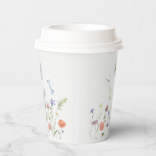 Lila Wildflower Vlinder Baby shower Party Papieren Bekers (Rechts)