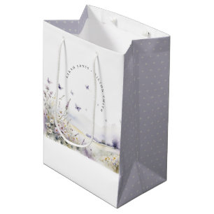 Lila Wildflower Vlinder Veldlandschap Bruiloft Medium Cadeauzakje
