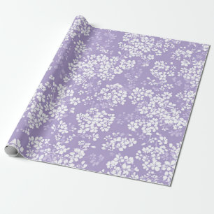 Lila Witte Ditsy Bloem Pastel Boho 70s Vintage Cadeaupapier