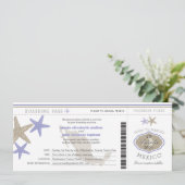 Lila zeester Mexico Boarding Pass bruiloft Kaart (Staand voorkant)