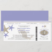 Lila zeester Mexico Boarding Pass bruiloft Kaart (Voorkant / Achterkant)