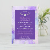 Lila zilveren glitter Agate Wedding Kaart (Staand voorkant)