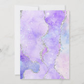 Lila zilveren glitter Agate Wedding Kaart (Achterkant)