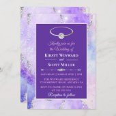 Lila zilveren glitter Agate Wedding Kaart (Voorkant / Achterkant)