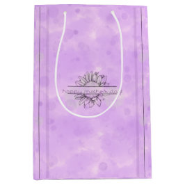 Lila zonnebloem Moederdag Middelgrote Gift Bag Medium Cadeauzakje