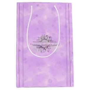 Lila zonnebloem Moederdag Middelgrote Gift Bag Medium Cadeauzakje