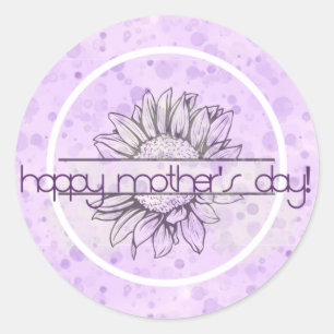 Lila Zonnebloem Moederdag Rondjes Ronde Sticker