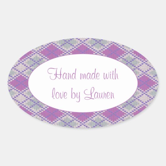 LILAC AGYLE KNIT Stickers Ovaux "Mains Made" (Devant)