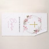 Lilac and Pink Flowers Orthodox Baptism Gift       (Serviette de bain)